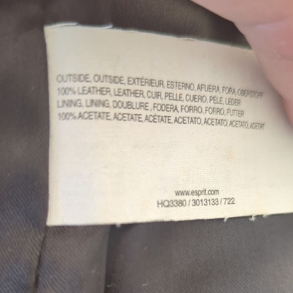 Esprit Black Leather Jacket Tailored Notched Lapels - Picture 6 of 13